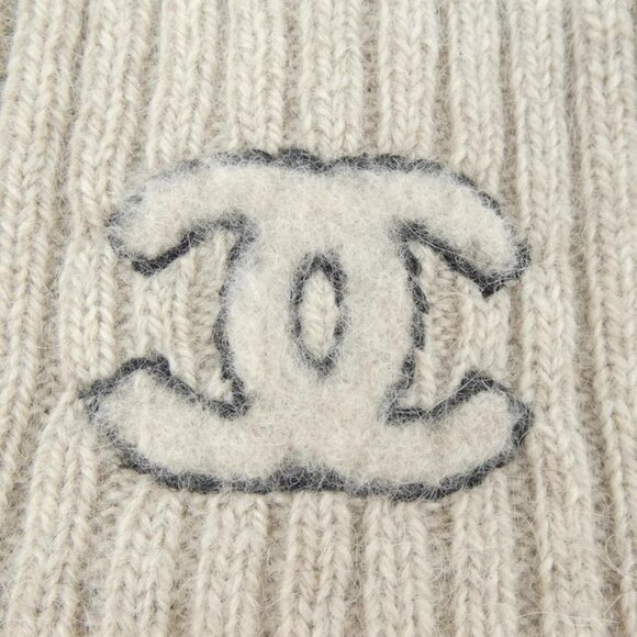 Chanel Knit Cap Cashmere Black Beige main image 4